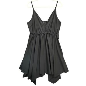 NWOT Shein Curve Women 0XL Mini Dress Black Handkerchief Hem V-Neck Strappy